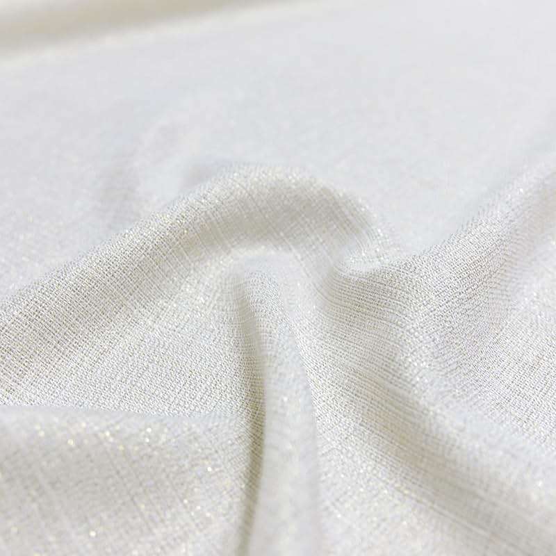 Cream and Gold Curtains 84 inch Length for Living Room 2 Panel Set Grommet Semi Sheer Sparkle Shimmer Shiny Glitter Metallic Gold Ivory Curtain for Bedroom Fancy Modern Luxury Decorative 84 Long Beige - Image 8