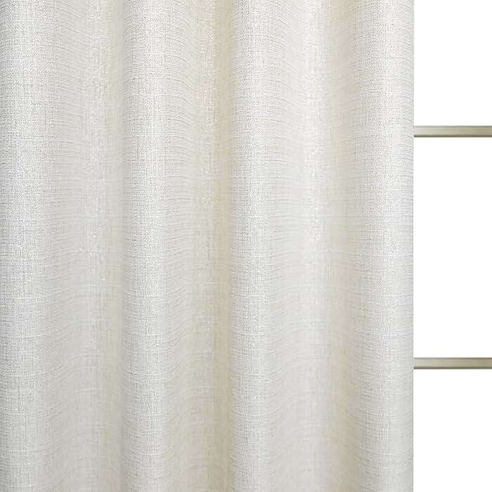 Cream and Gold Curtains 84 inch Length for Living Room 2 Panel Set Grommet Semi Sheer Sparkle Shimmer Shiny Glitter Metallic Gold Ivory Curtain for Bedroom Fancy Modern Luxury Decorative 84 Long Beige - Image 9