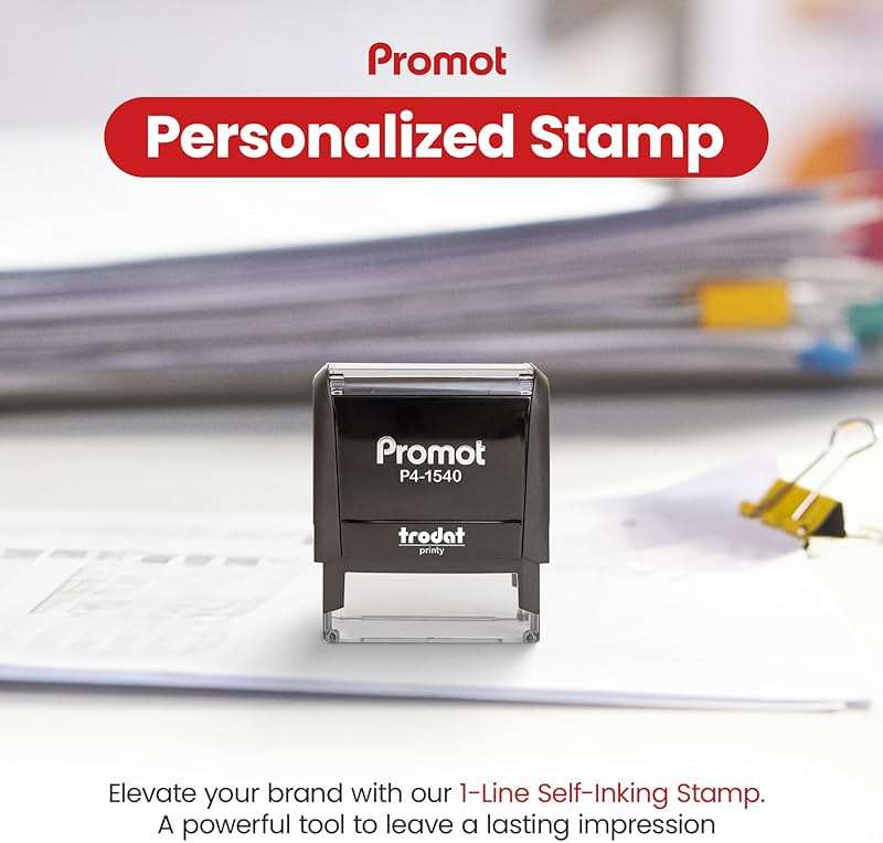 Promot Self Inking 1 Line Custom Stamp (Small) - Personalized Name Stamps for Office, Teacher, Address & Business Stamp - Choose Font & Ink Color - Return Address Rubber Stamps - Image 2
