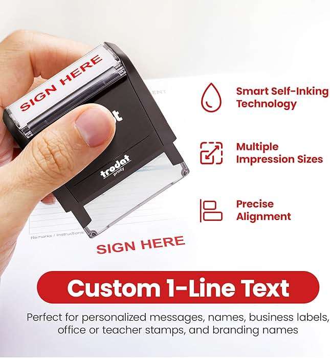 Promot Self Inking 1 Line Custom Stamp (Small) - Personalized Name Stamps for Office, Teacher, Address & Business Stamp - Choose Font & Ink Color - Return Address Rubber Stamps - Image 3