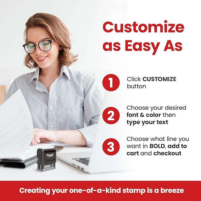 Promot Self Inking 1 Line Custom Stamp (Small) - Personalized Name Stamps for Office, Teacher, Address & Business Stamp - Choose Font & Ink Color - Return Address Rubber Stamps - Image 7