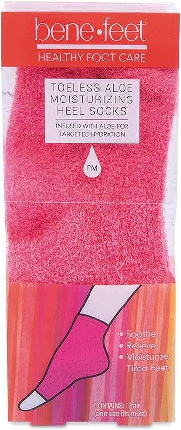 Benefeet Toeless Aloe Moisturizing Heel Socks - Effective Overnight Foot Rejuvenation, Targeted Hydration to Soften Dry Skin, Infused w/Coconut Oil, Aloe + Jojoba Seed Oil, 1 Pair (1 Pack) - Image 1