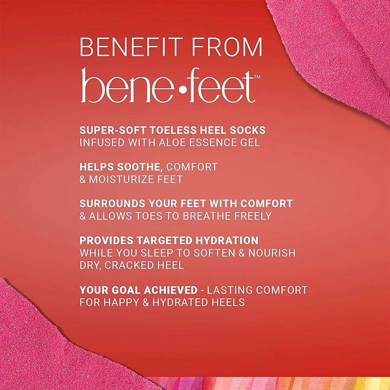 Benefeet Toeless Aloe Moisturizing Heel Socks - Effective Overnight Foot Rejuvenation, Targeted Hydration to Soften Dry Skin, Infused w/Coconut Oil, Aloe + Jojoba Seed Oil, 1 Pair (1 Pack) - Image 4