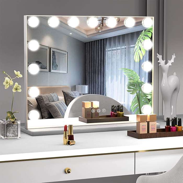 Manocorro Vanity Mirror with Lights Hollywood Makeup Mirror,Large Vanity Lighted Mirror with 15 LED Bulbs, Hollywood Mirror with 3 Color Modes for Bedroom,Tabletop or Wall-Mounted, 23x18 Inch - Image 3