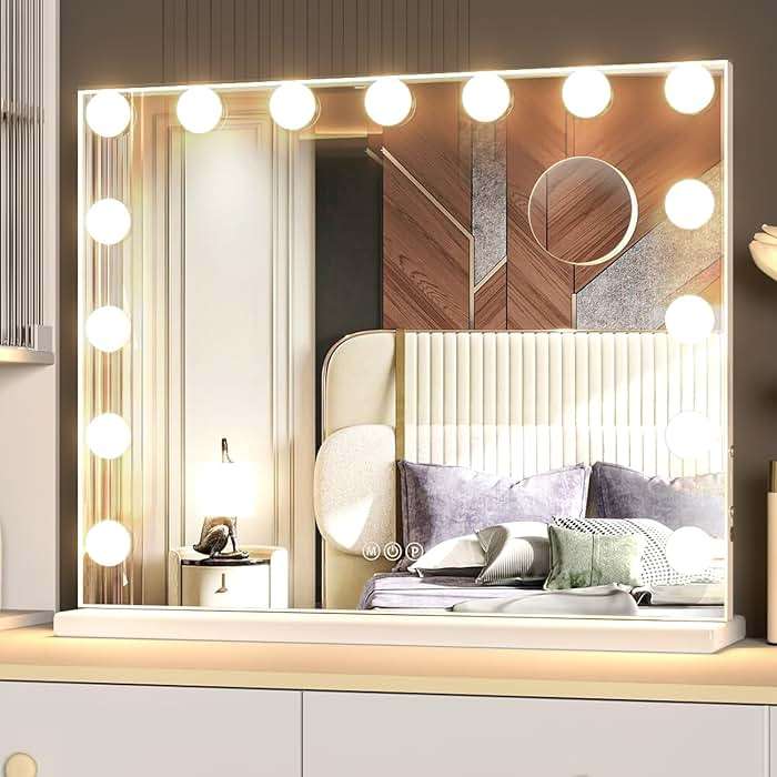 Manocorro Vanity Mirror with Lights Hollywood Makeup Mirror,Large Vanity Lighted Mirror with 15 LED Bulbs, Hollywood Mirror with 3 Color Modes for Bedroom,Tabletop or Wall-Mounted, 23x18 Inch - Image 4