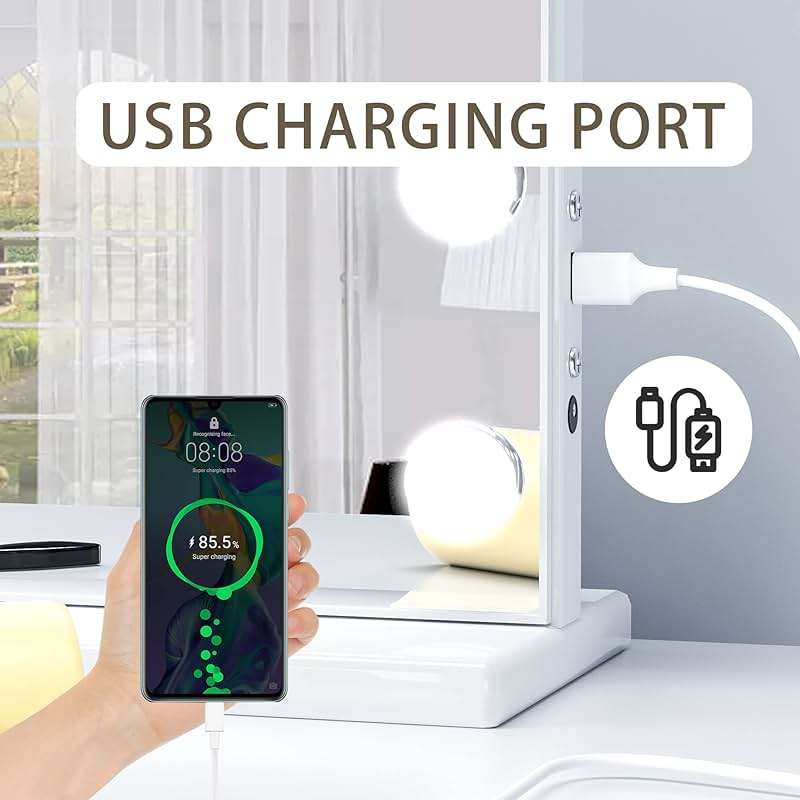 Manocorro Vanity Mirror with Lights Hollywood Makeup Mirror,Large Vanity Lighted Mirror with 15 LED Bulbs, Hollywood Mirror with 3 Color Modes for Bedroom,Tabletop or Wall-Mounted, 23x18 Inch - Image 8