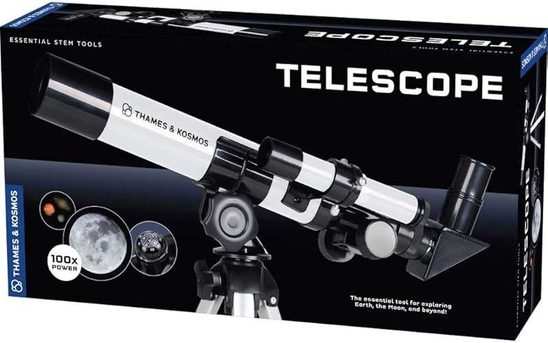 The Thames & Kosmos Telescope Essential STEM Tool | Childrens Refractor Telescope with 100x Magnification & Built-in Compass | Classic Scientific Device for Astronomical & Terrestrial Observations - Image 1