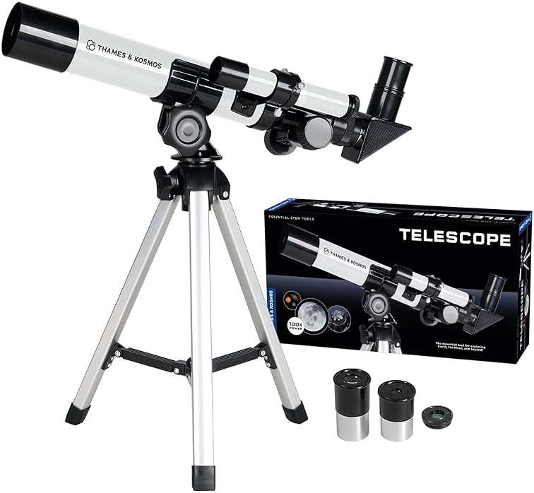 The Thames & Kosmos Telescope Essential STEM Tool | Childrens Refractor Telescope with 100x Magnification & Built-in Compass | Classic Scientific Device for Astronomical & Terrestrial Observations - Image 2