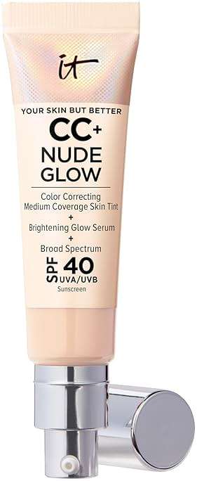 IT Cosmetics CC+ Nude Glow SPF 40 - Medium Coverage Foundation, 2% Niacinamide + Hyaluronic Acid Brightening Glow Serum, Lightweight Up to 24H Hydration, Normal to Dry & Mature Skin - 1.08 fl oz - Image 1