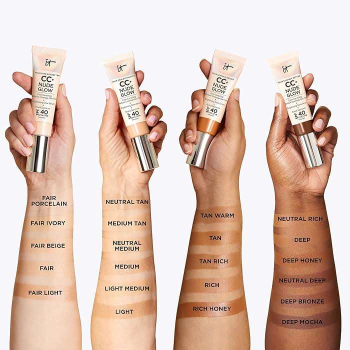 IT Cosmetics CC+ Nude Glow SPF 40 - Medium Coverage Foundation, 2% Niacinamide + Hyaluronic Acid Brightening Glow Serum, Lightweight Up to 24H Hydration, Normal to Dry & Mature Skin - 1.08 fl oz - Image 6