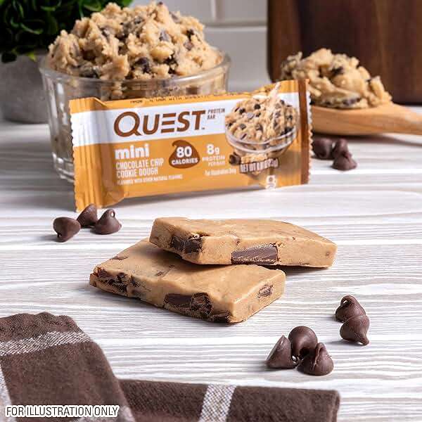 Quest Nutrition Mini Chocolate Chip Cookie Dough Protein Bars, 8g Protein, 1g Sugar, 2g Net Carbs, Gluten Free, 14 Count - Image 7