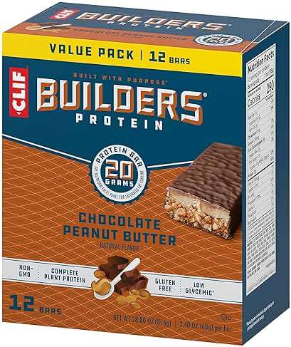 CLIF BUILDERS Protein Bars - Chocolatey Peanut Butter - 20g Plant Based Protein - Gluten Free - Non-GMO - Low Glycemic - No Artificial Sweeteners - 2.4 oz. (12 Pack) - Image 12