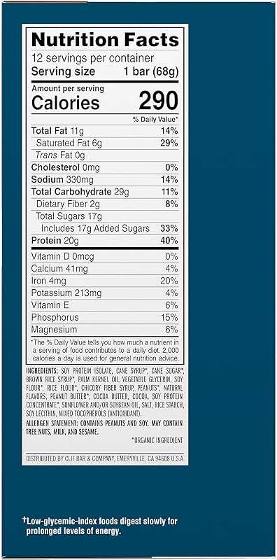CLIF BUILDERS Protein Bars - Chocolatey Peanut Butter - 20g Plant Based Protein - Gluten Free - Non-GMO - Low Glycemic - No Artificial Sweeteners - 2.4 oz. (12 Pack) - Image 15