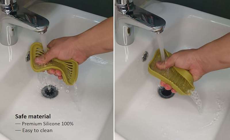 ssolssol 1Pack Soap Dish with Drain, Soap Saver, Silicone Soap Holder, Soap Saver for Shower, Bathroom, Kitchen, Bathroom, Bath Tub, Razor, Sponges (Grey) - Image 4
