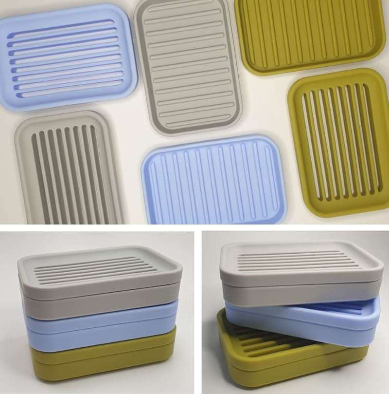 ssolssol 1Pack Soap Dish with Drain, Soap Saver, Silicone Soap Holder, Soap Saver for Shower, Bathroom, Kitchen, Bathroom, Bath Tub, Razor, Sponges (Grey) - Image 6