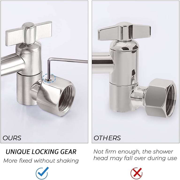 G-Promise All Metal 10 Inches Rainfall Shower Head with Handheld Spray Combo, 3 Settings Diverter, Adjustable Extension Arm with Lock Joints, 71 Inches Stainless Steel Hose (Brushed Nickel) - Image 7