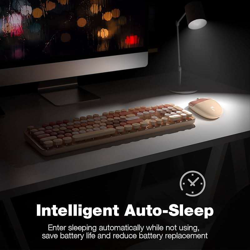 KNOWSQT Wireless Keyboard and Mouse Combo, MilkTea 104 Keys Full-Sized 2.4 GHz Round Keycap Colorful Keyboards, USB Receiver Plug and Play, for Windows, Mac, PC, Laptop, Desktop - Image 4