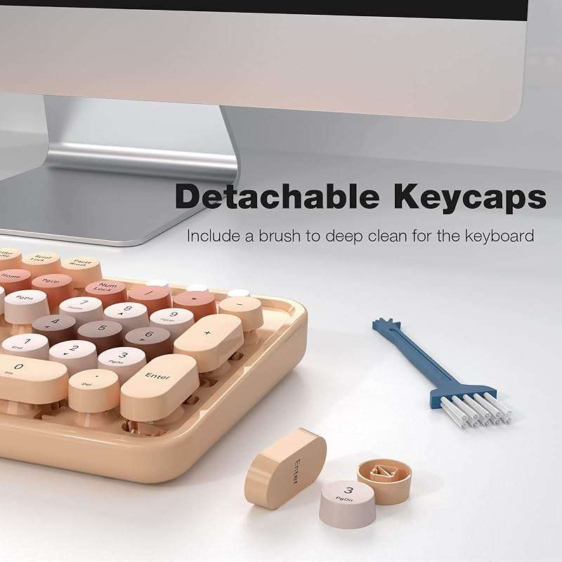 KNOWSQT Wireless Keyboard and Mouse Combo, MilkTea 104 Keys Full-Sized 2.4 GHz Round Keycap Colorful Keyboards, USB Receiver Plug and Play, for Windows, Mac, PC, Laptop, Desktop - Image 5