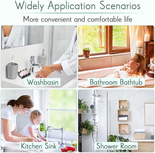 Cunhill 2 Pieces Silicone Soap Dish Self Draining Soap Dish Shower Waterfall Bar Soap Holder Tray with Drain Soap Saver for Kitchen Bathroom Accessories (Dark Grey) - Image 5
