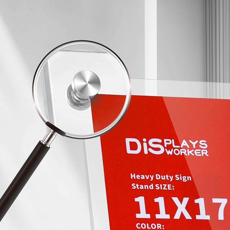 DISPLAYSWORKER Adjustable Heavy Duty Pedestal Acrylic Sign holder floor Stand,sign stand poster stand ,Standing Floor for 11 x 17 inch,Silver (silver, acrylic frame 11-x-17-inch) - Image 4