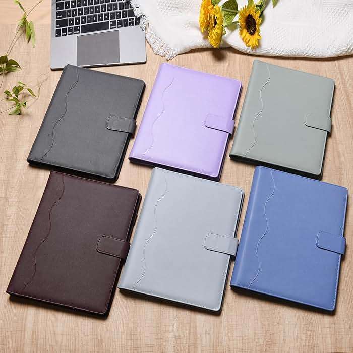 Wonderpool A4 PU Leather 3 & 4 Ring Holder Writing Portfolio Multi Document Case with Removable Binder Clipboard and Functional Pocket for Organizer Office Travel School (Blue) - Image 5