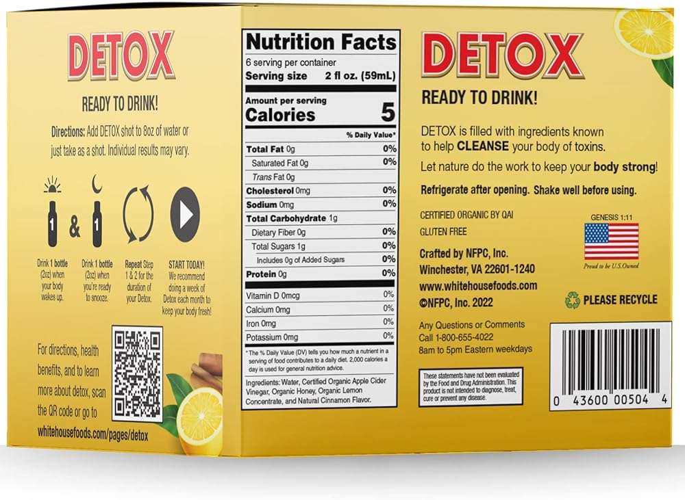 White House Detox Apple Cider Vinegar Shots, Raw Unfiltered, On the Go (Detox, Pack of 6) - Image 2