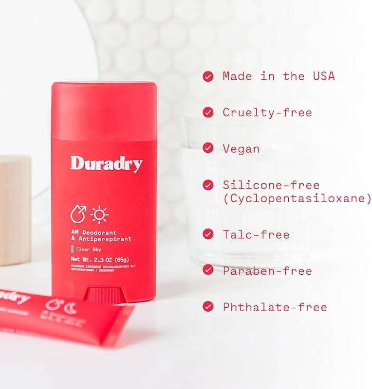 Duradry Clinical-Strength Antiperspirant Deodorant for Women and Men – Clean Formula with Natural Ingredients for Odor and Excessive Sweat Protection – Clear Sky (Crisp Pear + Vanilla) - Image 7