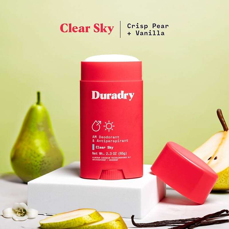 Duradry Clinical-Strength Antiperspirant Deodorant for Women and Men – Clean Formula with Natural Ingredients for Odor and Excessive Sweat Protection – Clear Sky (Crisp Pear + Vanilla) - Image 9