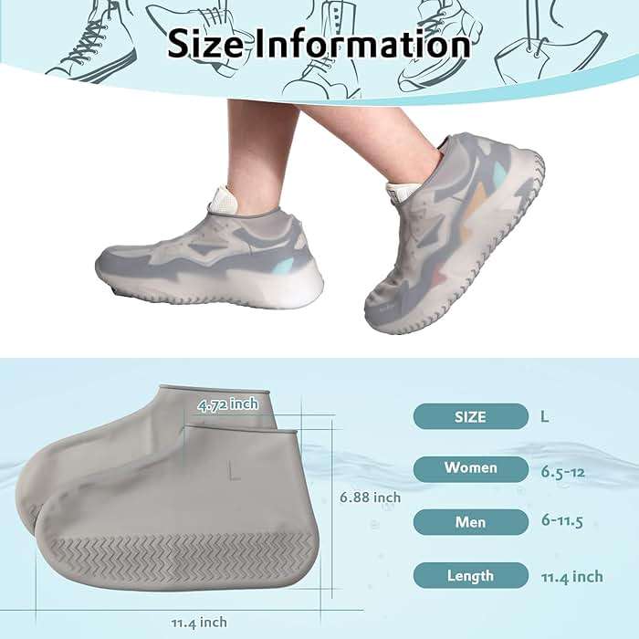 3 Pairs Silicone Shoes Covers Rain Waterproof Reusable Boots Cover Non Slip Overshoes Unisex Protector Indoor Multi Use Black White Gray, Fits up to 6. 5-11. 5 Us Men and 6. 5-12 Us Women Size(Large) - Image 2