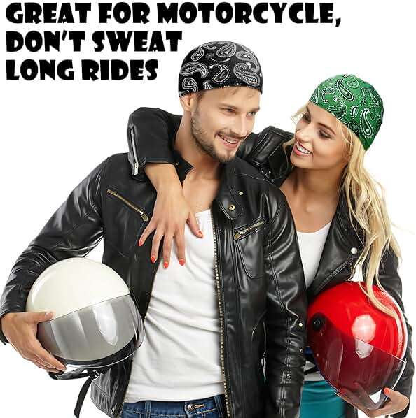 Haysandy 6 Pcs Cooling Skull Cap Motorcycle Helmet Liner Men Women Sweat Wicking Beanie Bicycle Running Cap Head Wrap - Image 2