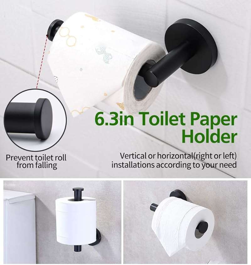 10pcs Bathroom Hardware Set, Including 16" Hand Towel Bars, Toilet Paper Holders, Towel Rings, Robe Towel Hooks - Image 6
