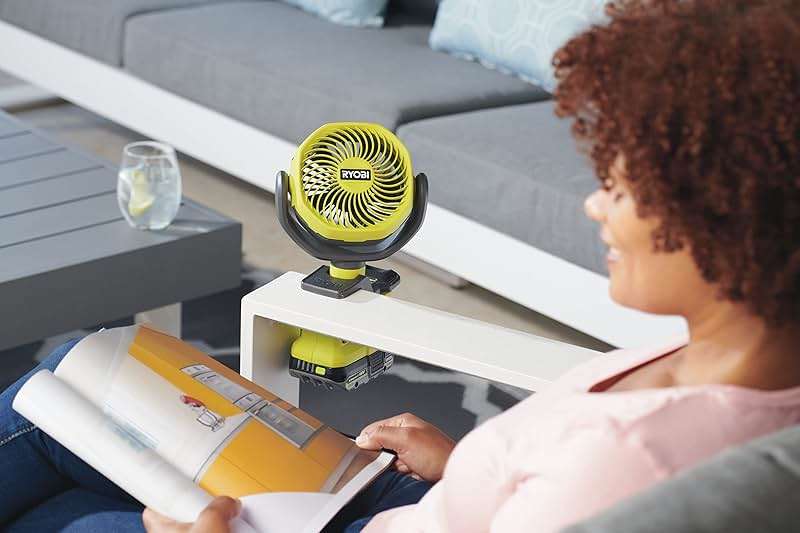 Ryobi RCF18-0 18V ONE+ Cordless 10cm Clamp Fan (Bare Tool) Hyper Green - Image 4