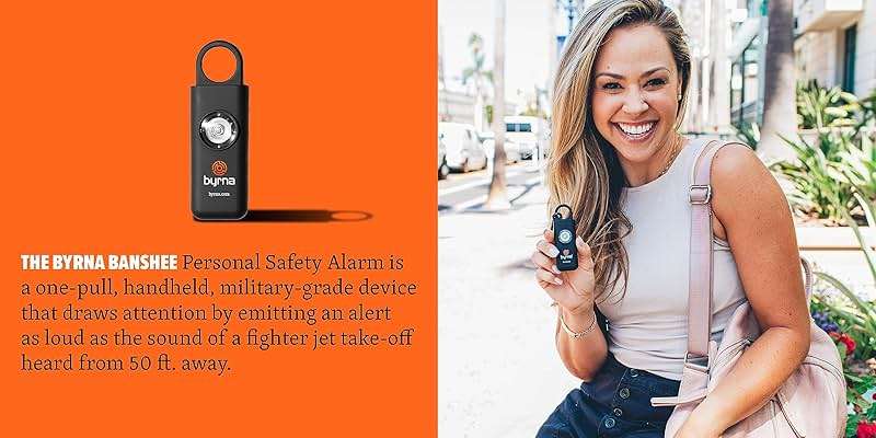 Byrna Banshee Personal Safety Alarm - 130db Loud Military Grade Self Defense Emergency Keychain Siren Device with LED Strobe Alert Light for Women, Men, Children, Elderly, Hikers and Runners (Pink) - Image 6