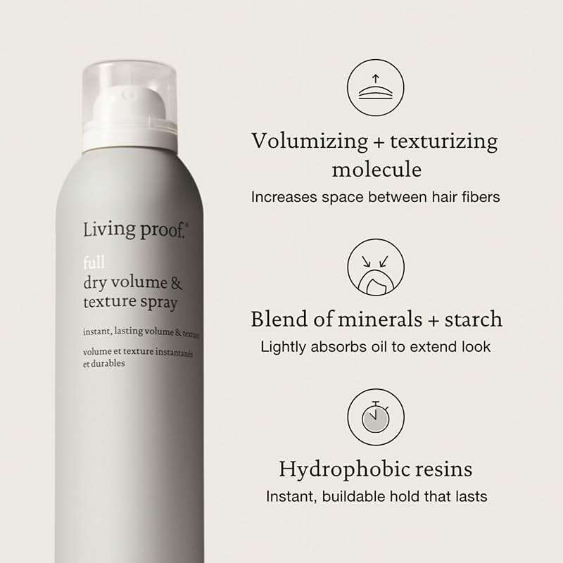 Living Proof Full Dry Volume & Texture Spray – Instant Volume, Texture, Oil Absorption, Heat Protection, Lightweight Hold for Fine or Flat Hair - Image 6
