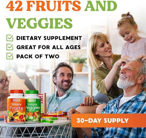 Simply Nature's Pledge - Packed with Over 40 Different Fruits & Vegetables - Made with Whole Food Superfoods - with High Beta Carotene – 100% Soy Free - 90 Count (Pack of 2) - Image 7