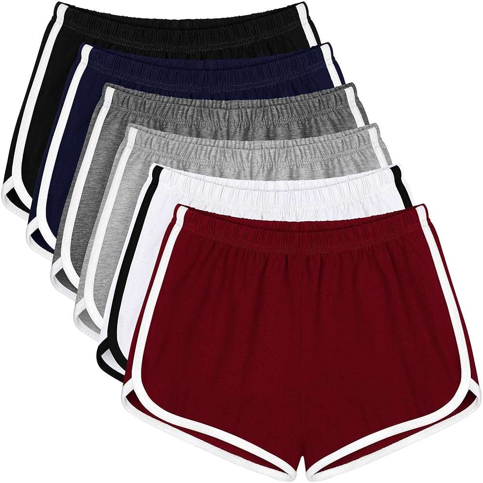 Apoway 6 Packs Dance Shorts Women Cotton Waistband Summer Sports Yoga Shorts for Women - Image 1