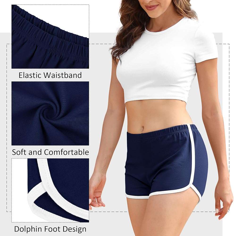 Apoway 6 Packs Dance Shorts Women Cotton Waistband Summer Sports Yoga Shorts for Women - Image 3