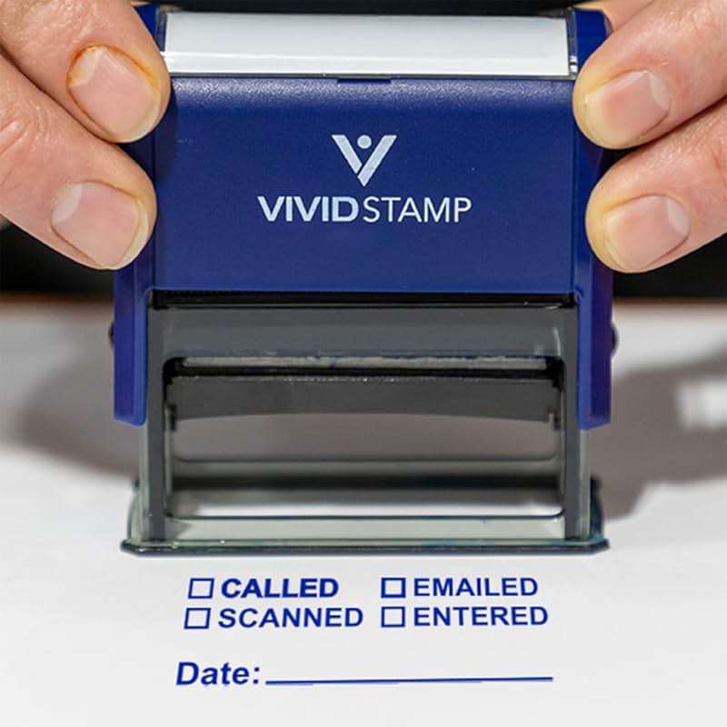 [] Called [] Scanned [] Emailed with Date Line Self-Inking Office Rubber Stamp (Red Ink) - Q-200 - Image 5