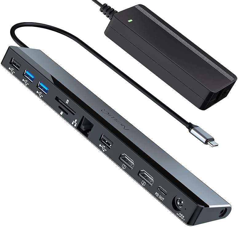 USB C Docking Station Dual Monitor with Power Adapter: NewQ 12-in-1 Thunderbolt 3 | 4 Dock, Dual 4K HDMI, 4 USB, Audio, Ethernet, SD/TF Slot, 18W PD Out, for Mac, HP, Dell, Lenovo, Surface, Asus, Acer - Image 1