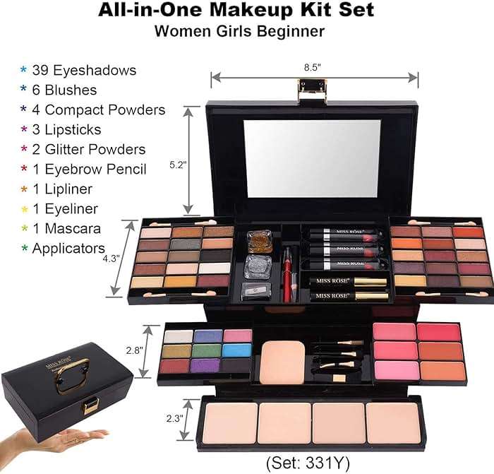 MISS ROSE M 58 Color Professional Makeup pallet, Makeup Kit for Women Full Kit, All In One Make up Kit Set, Makeup Gift Set for women girls (331Y) - Image 2