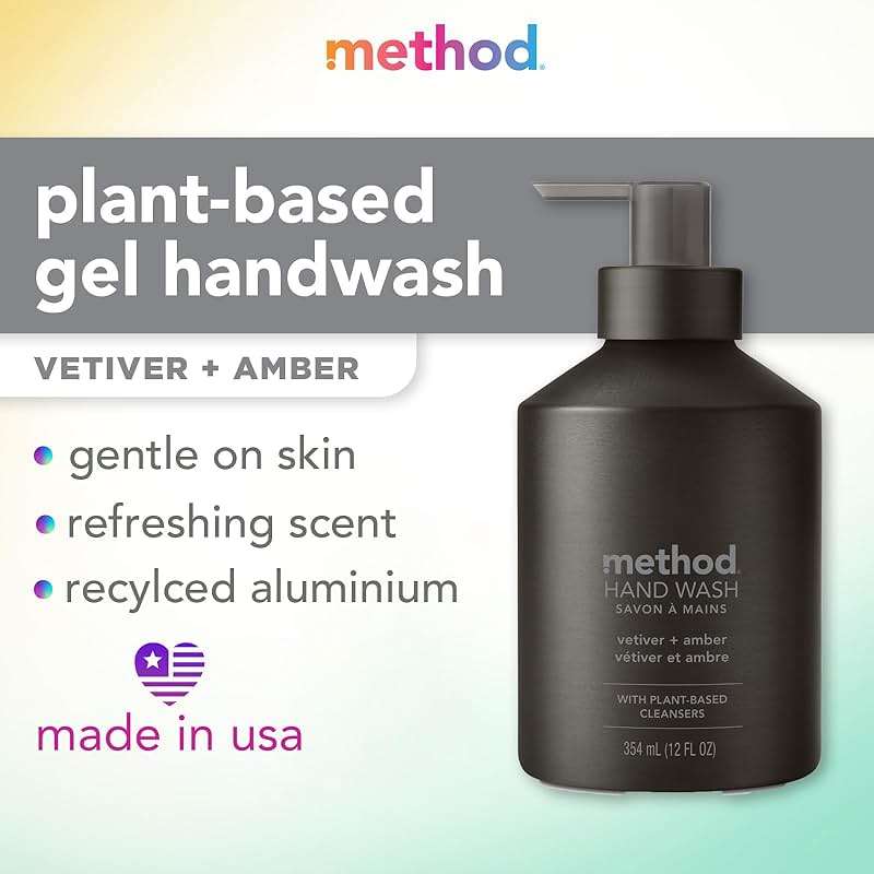 Method Gel Hand Soap, Vetiver + Amber, Reusable Black Aluminum Bottle, 12 oz (Pack of 3) - Image 2