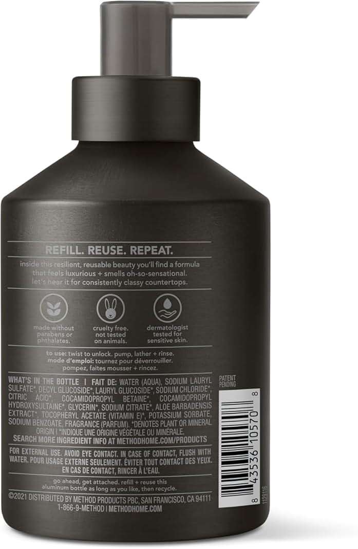 Method Gel Hand Soap, Vetiver + Amber, Reusable Black Aluminum Bottle, 12 oz (Pack of 3) - Image 3