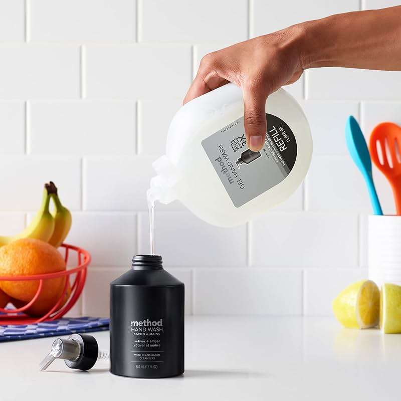 Method Gel Hand Soap, Vetiver + Amber, Reusable Black Aluminum Bottle, 12 oz (Pack of 3) - Image 8