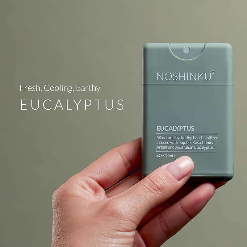 Noshinku Eucalyptus Pocket Hand Sanitizer Refill Kit: Refill Pouch + Sprayer Bundle | Organic Antibacterial Sanitizing Mist with Moisturizing Oils | FDA Registered | 70% Sugarcane Derived Alcohol - Image 3
