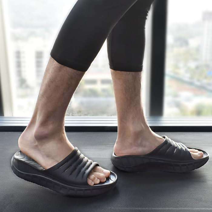 KuaiLu Mens Recovery Sandals Orthotic Arch Support Open Toe Sport Slides Thick Cushion Orthopedic Plantar Fasciitis Slip On Wide Width Summer Pool Beach Waterproof - Image 2