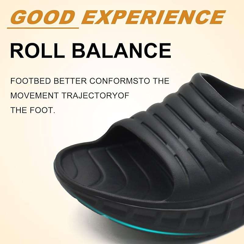 KuaiLu Mens Recovery Sandals Orthotic Arch Support Open Toe Sport Slides Thick Cushion Orthopedic Plantar Fasciitis Slip On Wide Width Summer Pool Beach Waterproof - Image 4