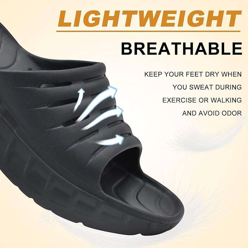 KuaiLu Mens Recovery Sandals Orthotic Arch Support Open Toe Sport Slides Thick Cushion Orthopedic Plantar Fasciitis Slip On Wide Width Summer Pool Beach Waterproof - Image 7