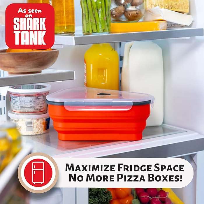 The Perfect Pizza Pack™ - Reusable Pizza Storage Container with 5 Microwavable Serving Trays - BPA-Free Adjustable Pizza Slice Container to Organize & Save Space, Red - Image 5