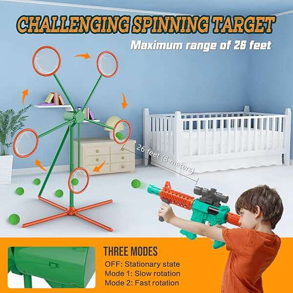 Marlrin Shooting Games Toys for Age 5 6 7 8 9 10+ Year Old Boys, Kids Toy Sports & Outdoor Game with Moving Shooting Target & 2 Popper Air Toy Guns & 24 Foam Balls, Gifts for Boys and Girls - Image 2