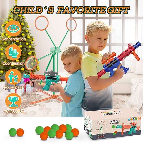 Marlrin Shooting Games Toys for Age 5 6 7 8 9 10+ Year Old Boys, Kids Toy Sports & Outdoor Game with Moving Shooting Target & 2 Popper Air Toy Guns & 24 Foam Balls, Gifts for Boys and Girls - Image 4